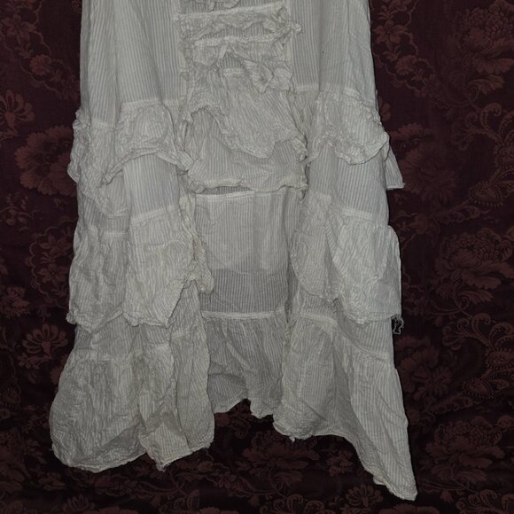 Magnolia Pearl High Low Ivory Cotton Ruffled Top - Picture 4 of 9